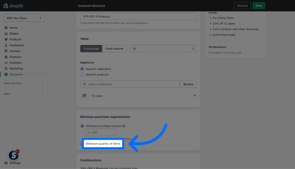 Configuring Quantity Discounts with Shopify's default features. 