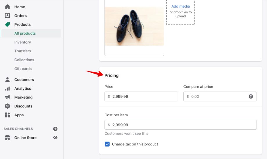 How to add sale price on shopify.